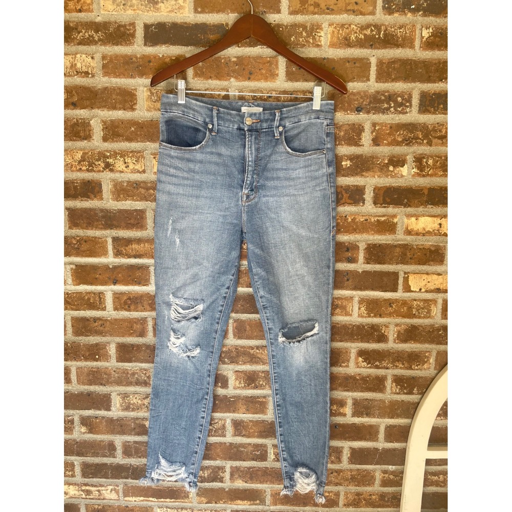 Good American Good Waist Chewed Hem Jeans